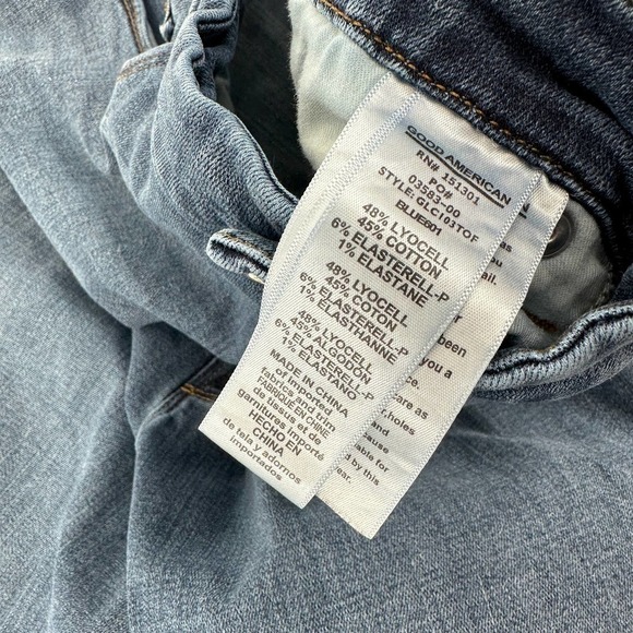 Good American Womens Good Skinny Legs Crop Jeans Denim Light Wash Blue Size 18 - Picture 10 of 12